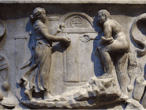 Theseus and Ariadne at the Door to the Labyrinth on the Garland Sarcophagus