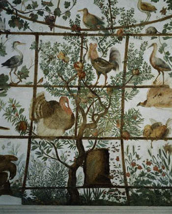 Fresco of a Pergola with Birds and Animals from Room of Birds in the Villa Medici by Paolo Zucchi 1576-1577