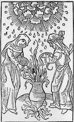Witches Standing at Cauldron . 1500