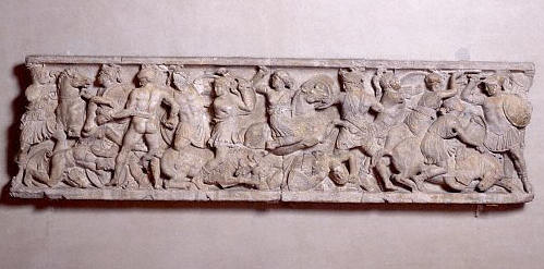 Sarcophagus Fragment With the Battle Between the Greeks and the Amazons