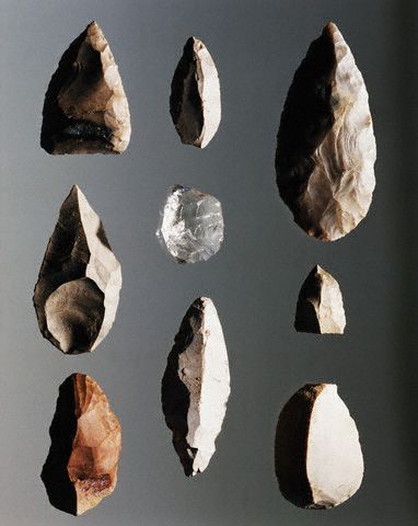Paleolithic arrowheads, lanceheads, and scrapers from Moravia