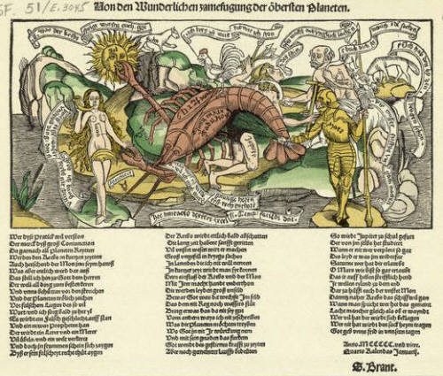 Conjunction of the major planets in Cancer in 1504, as related by Sebastian Brant