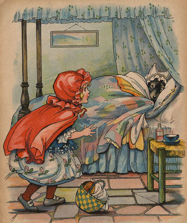 Red Riding Hood Goes Into Her Granny's Cottage Book Illustration 1917