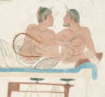 Men Drinking and Embracing from a Tomb Painting from Paestrum