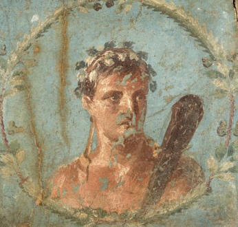 Roman Fresco Painting with Bust of Hercules