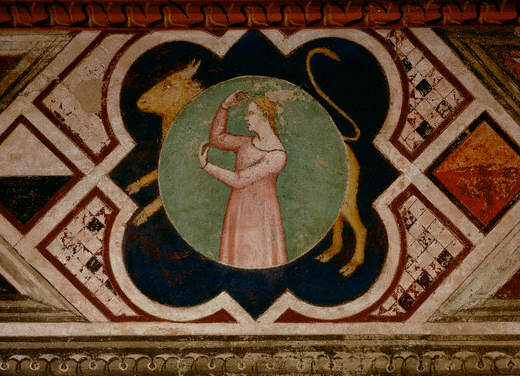 Dancer and Bull on Decorative Fresco Band in Palazzo Pubblico