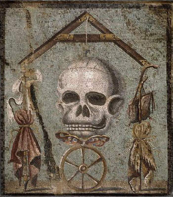 Ancient Roman Mosaic of a Death's Head