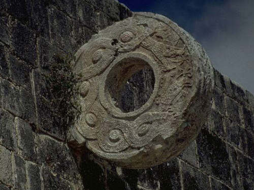 The ball goal of an ancient Mayan ball court at Chichen Itza, Mexico 9th-10th с
