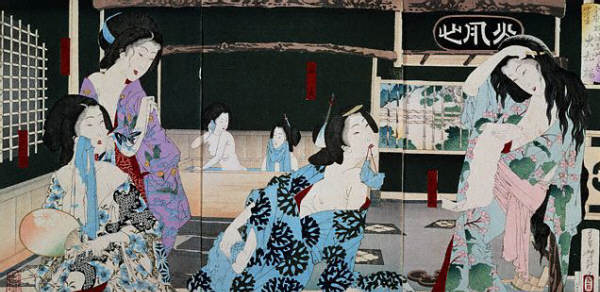 Bathhouse Scene by Yoshitoshi 1893