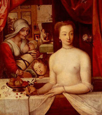 French Painting of Gabrielle d'Estrees in the Bath 16th c