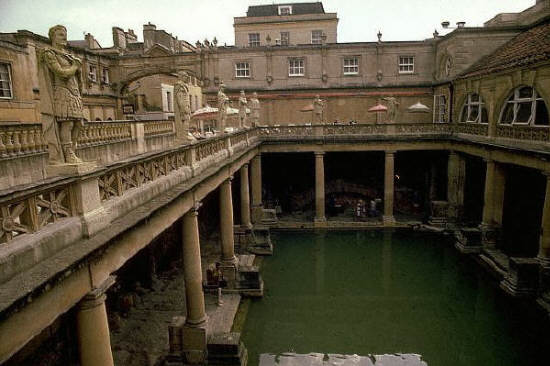 Roman Baths stand in the town of Bath, England