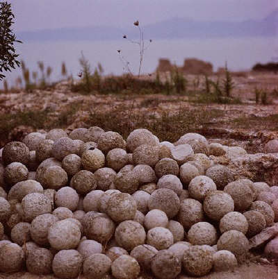 Stone Balls in the Antonine Thermae in Carthage, Tunisia