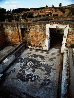 Thermae of Buticosus in Ostia Antica. Caldarium With Floor Mosaic