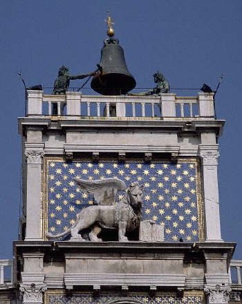 Two bronze figures, known as the Mori, Torre dell' Orologio in St. Mark's Square, Venice