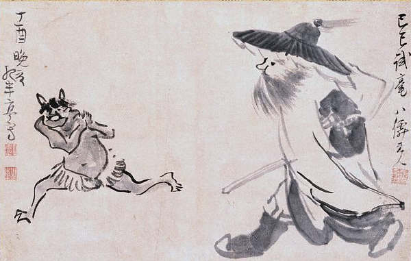 Shoki and Demon by Sakaki Hyakusen and Yosa Buson