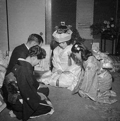Japanese Bride Bowing ca. 1946