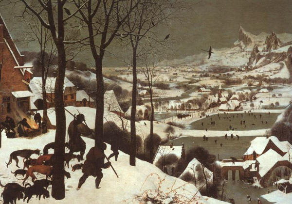 Hunters in the Snow by Jan Brueghel the Elder, 1565