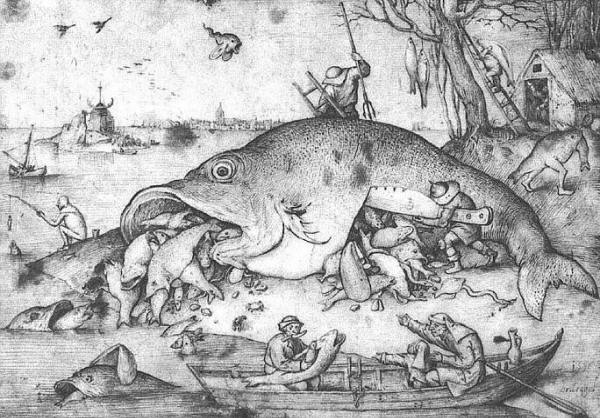 Big Fishes Eat Little Fishes by Jan Brueghel the Elder, 1556
