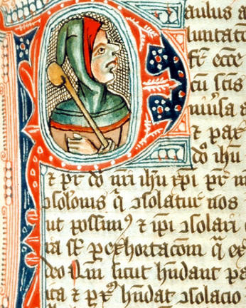 A jester in an illustrated bible