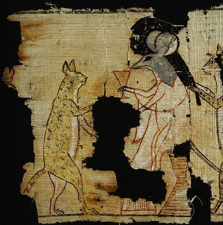 Detail of Egyptian Papyrus with Satirical Scene of Cats and Mice ca. 1100 B.C.