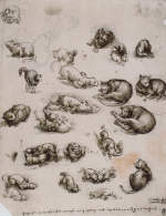 Drawing of Cats and a Dragon by Leonardo da Vinci са. 1513-15