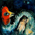 Марк Шагал. Влюбленные и красный петух, 1947-1950