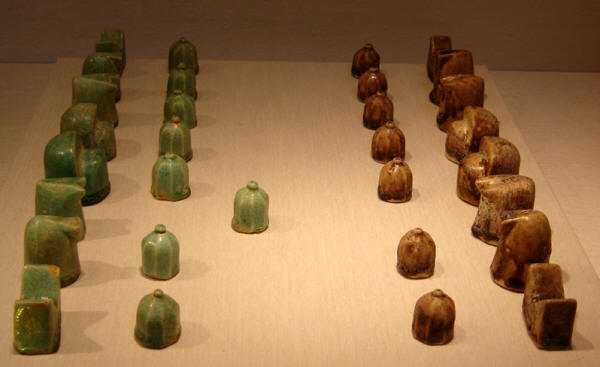 Chess Set Shatranj in Iranian, glazed fritware, 12th century