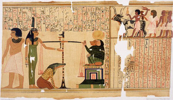 Judgment of the Dead Painting on Papyrus