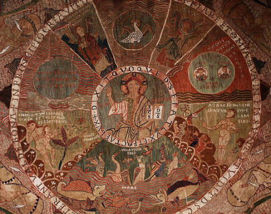 Detail of God as Pantocreator and Creation of the World from the Tapestry of the Creation  1050-1150