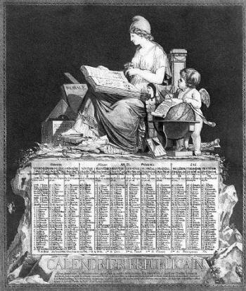 French republican calendar issued after the Revolution of 1789