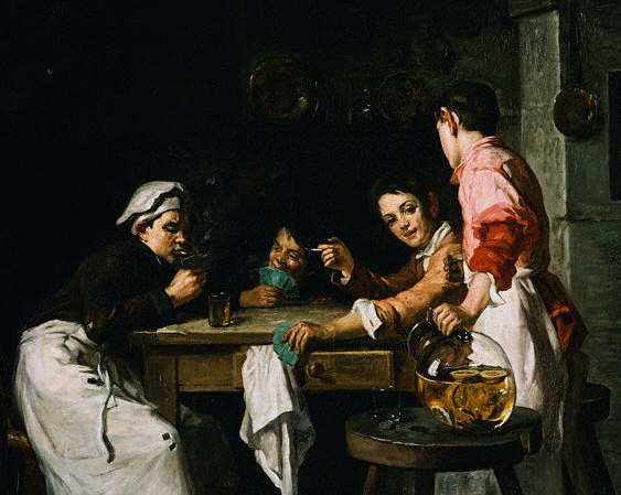 The Young Card Players by Joseph Bail 19th c