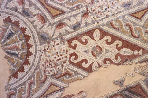 Geometric Floor Mosaic from Church of the Virgin in Madaba, Jordan 6th 