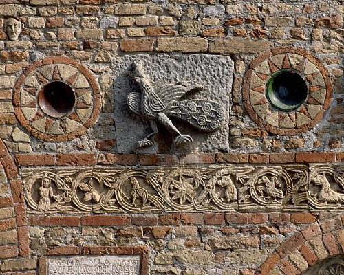 Frieze, False Windows, and Peacock Relief from the Portico of the Abbey Church of Pomposa, Italy ca. 900