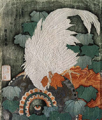 The Cock and the Admonishing Drum (Kanko-dori) by Totoya Hokkei 1826