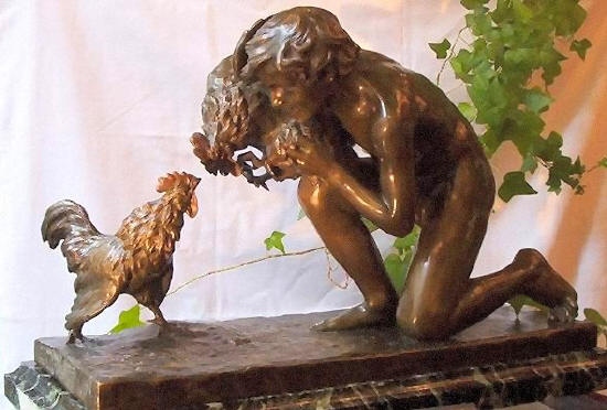 Magnificent antique bronze of 'the cockfight' by Sophie-Victoire Debry