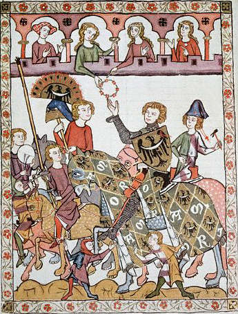 Die Manessische Handschrift: Herzog Heinrich von Breslau Winning a Tournament, ca. 1305-1340