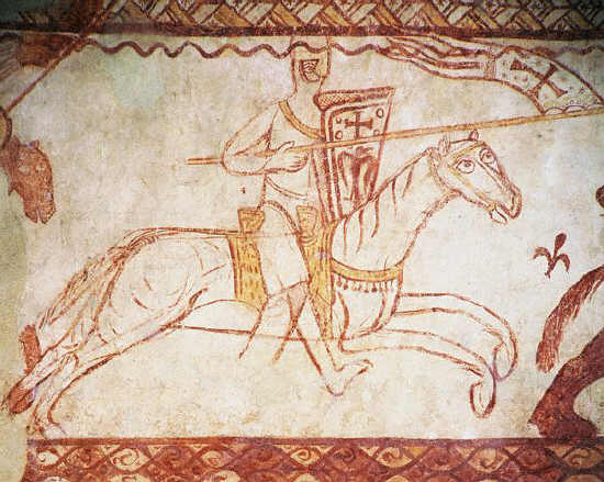 Fresco of a Knight Templar on Horseback From The Battle of Bocquee 12th 