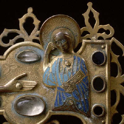 Detail of Sclaunicco Jeweller's Crucifix with Christ and Saints 12th 