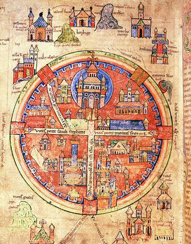 Medieval Map of Jerusalem From Robert the Monk's Chronicle of the Crusades 1099