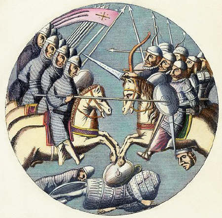 The battle between the Crusaders and Moslems at Ascalon, 1099