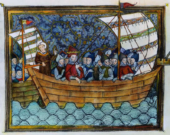 Crusade. A sailing ship crossing the Mediterranean