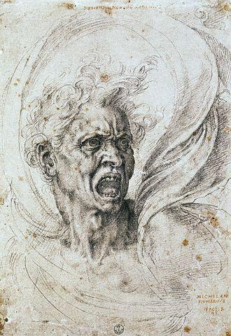 Head of a Man Screaming by Michelangelo 1545-1560