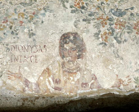 Ancient European Fresco Painting of Dionysus