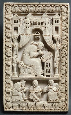 Carolingian Ivory Relief of St. Gregory with the Scribes late 9th century