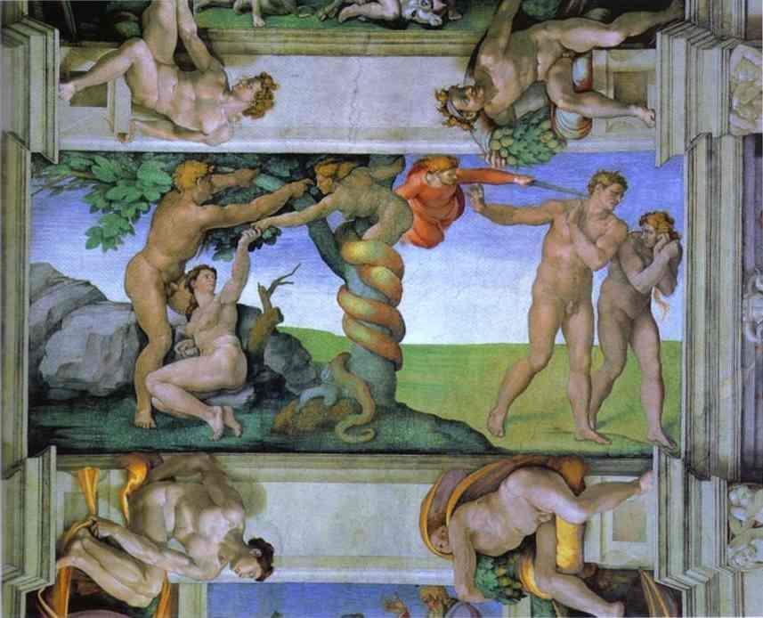 The Fall of Man and the Expulsion from the Garden of Eden  by Michelangelo Buonarroti