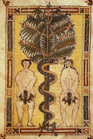 Manuscript Beato de Libeana. Adam and Eve 10th с