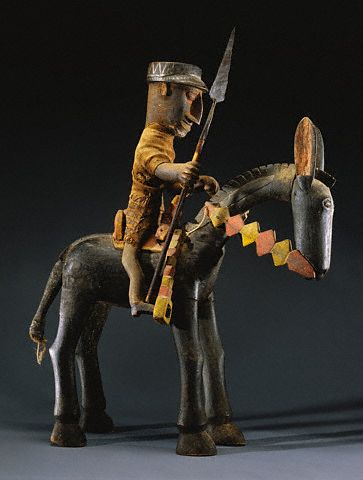 A Bamana Wood Equestrian Marionette