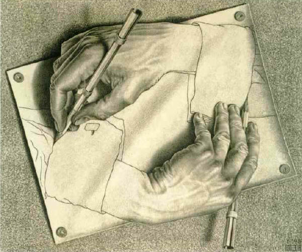 Drawing hands by M. Escher