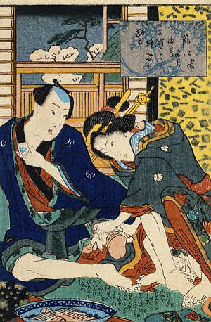 Japanese Erotic Print by Kunimori II 1850