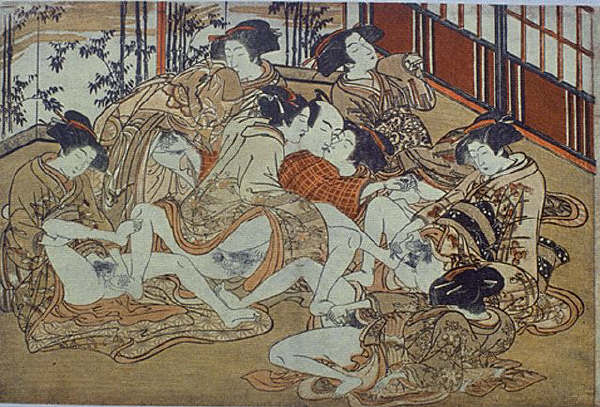 Man With Seven Women by Kitao Shigemasa 1780